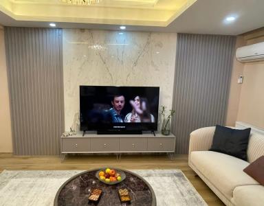 Tv Ünitesi Lambir Çıtalı Lake Dolap Mermer